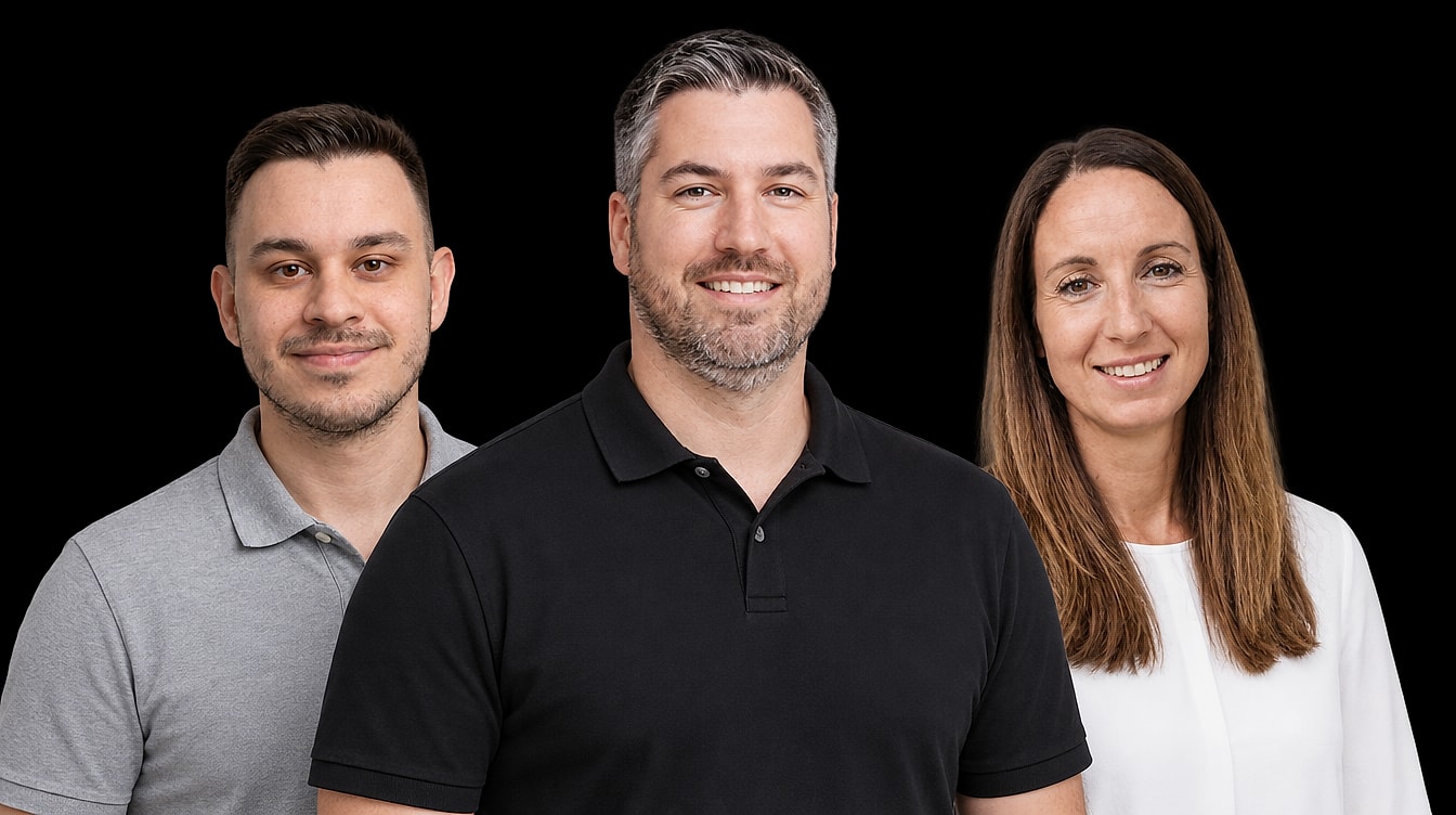 Das Team von Future Ops Solutions: Dr.-Ing. Derek Micallef in der Mitte, links Nick Schmunk, rechts Isabell Micallef